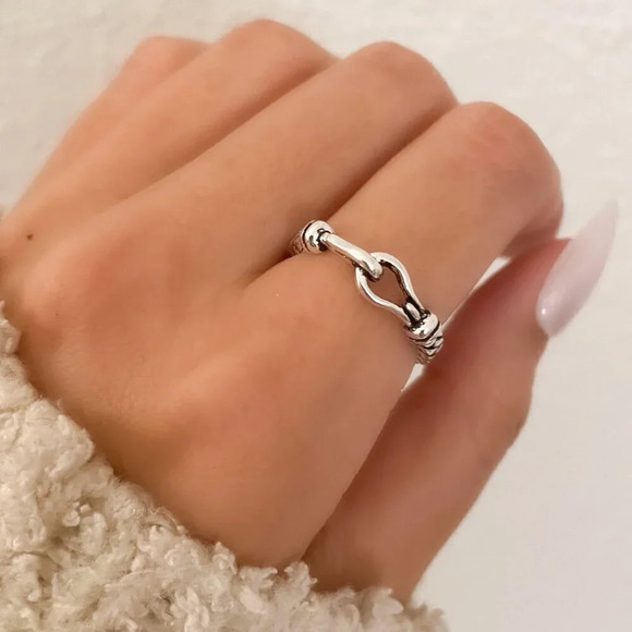 Jewelry - 925 Sterling Silver Buckle Ring Stackable Ring Dainty Ring Band Thin Ring